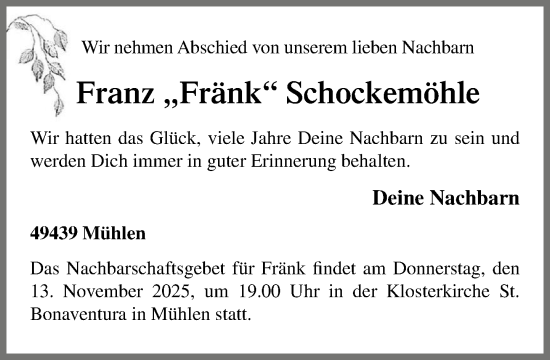 Anzeige von Franz Schockemöhle von OM-Medien