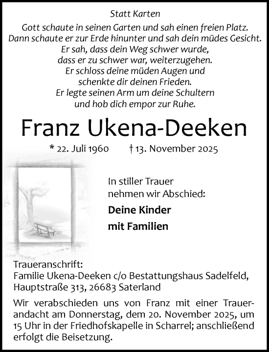 Anzeige von Franz Ukena-Deeken von OM-Medien