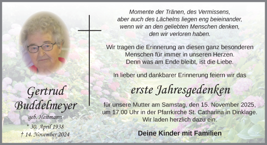 Anzeige von Gertrud Buddelmeyer von OM-Medien