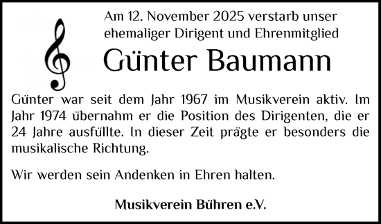 Anzeige von Günter Baumann von OM-Medien