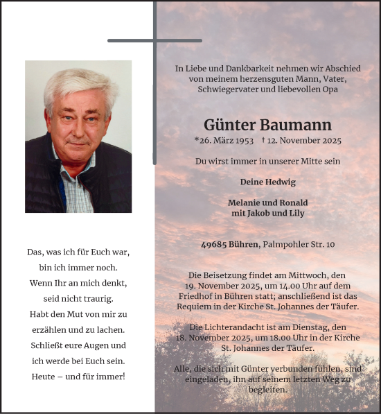 Anzeige von Günter Baumann von OM-Medien