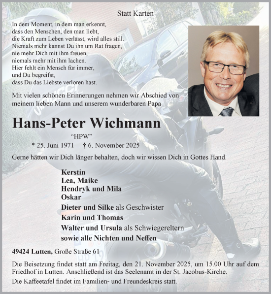 Anzeige von Hans-Peter Wichmann von OM-Medien
