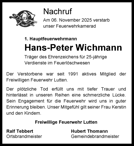 Anzeige von Hans-Peter Wichmann von OM-Medien