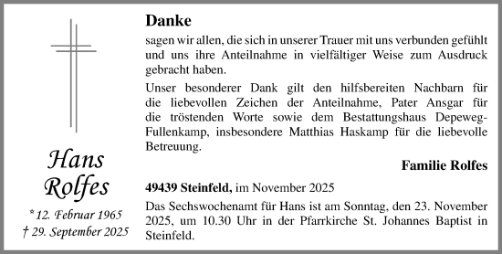 Anzeige von Hans Rolfes von OM-Medien
