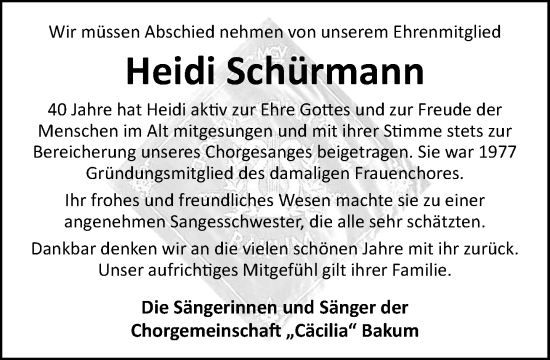 Anzeige von Heidi Schürmann von OM-Medien