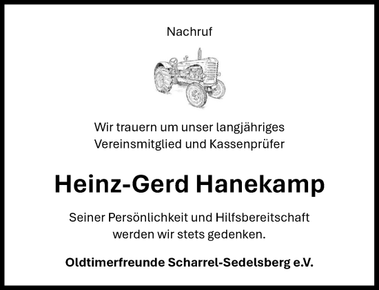 Anzeige von Heinz-Gerd Hanekamp von OM-Medien