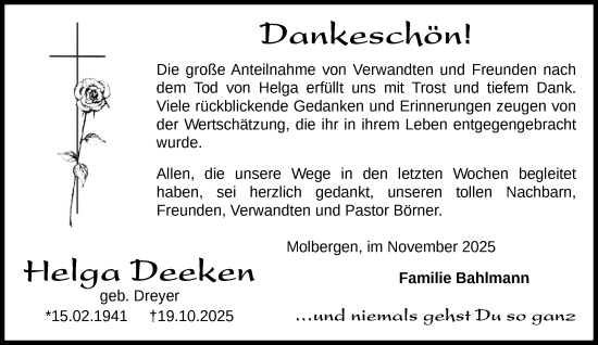 Anzeige von Helga Deeken von OM-Medien