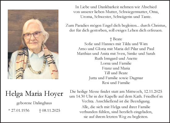 Anzeige von Helga Maria Hoyer von OM-Medien
