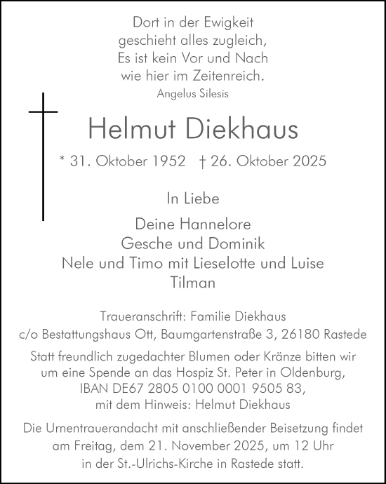 Anzeige von Helmut Diekhaus von OM-Medien