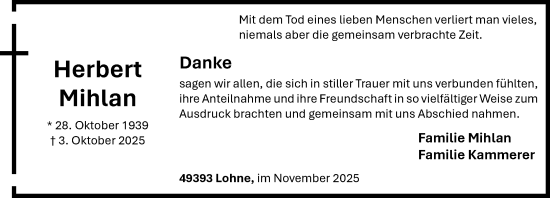 Anzeige von Herbert Mihlan von OM-Medien