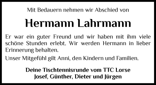 Anzeige von Hermann Lahrmann von OM-Medien