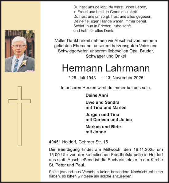 Anzeige von Hermann Lahrmann von OM-Medien