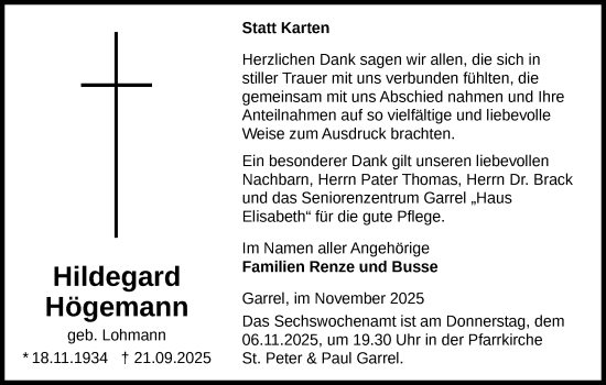 Anzeige von Hildegard Högemann von OM-Medien