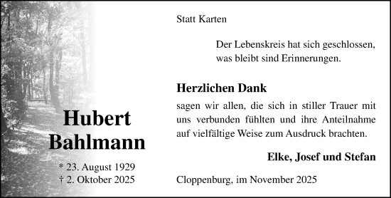 Anzeige von Hubert Bahlmann von OM-Medien