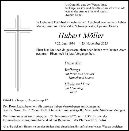 Anzeige von Hubert Möller von OM-Medien