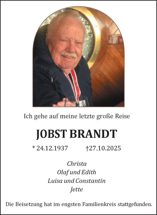 Anzeige von Jobst Brandt von OM-Medien