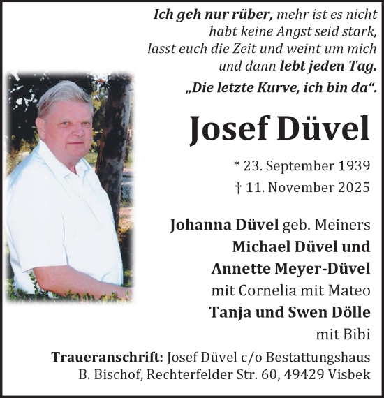 Anzeige von Josef Düvel von OM-Medien