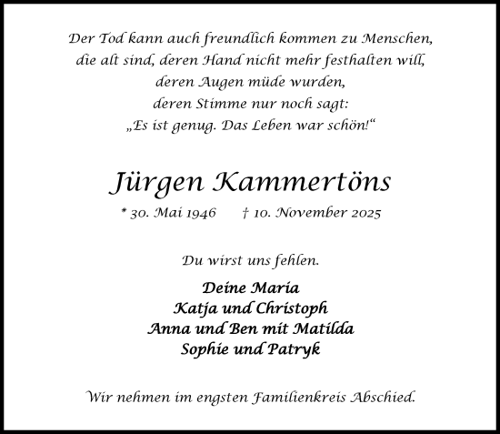 Anzeige von Jürgen Kammertöns von OM-Medien