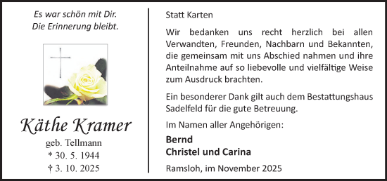 Anzeige von Käthe Kramer von OM-Medien