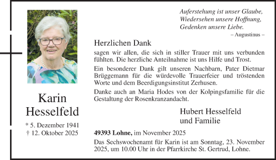 Anzeige von Karin Hesselfeld von OM-Medien