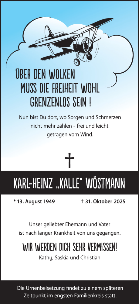 Anzeige von Karl-Heinz Wöstmann von OM-Medien