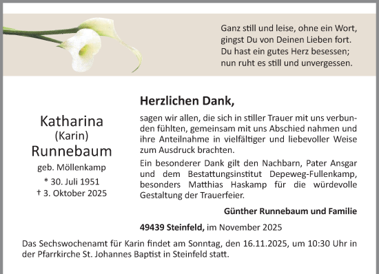 Anzeige von Katharina Runnebaum von OM-Medien