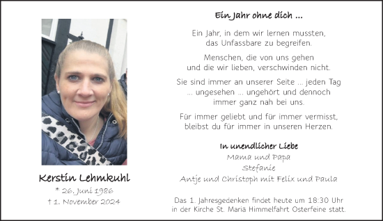 Anzeige von Kerstin Lehmkuhl von OM-Medien