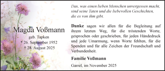 Anzeige von Magda Voßmann von OM-Medien