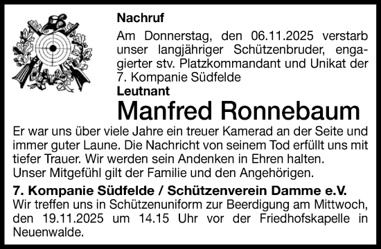 Anzeige von Manfred Ronnebaum von OM-Medien