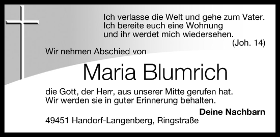 Anzeige von Maria Blumrich von OM-Medien