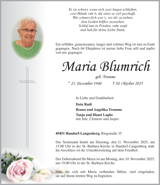 Anzeige von Maria Blumrich von OM-Medien