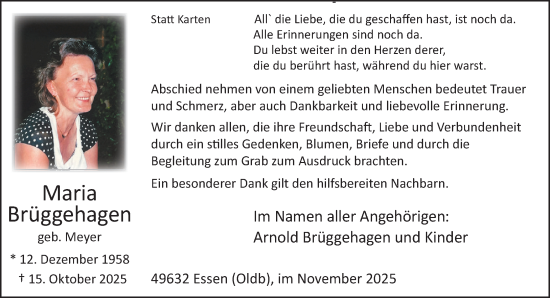 Anzeige von Maria Brüggehagen von OM-Medien