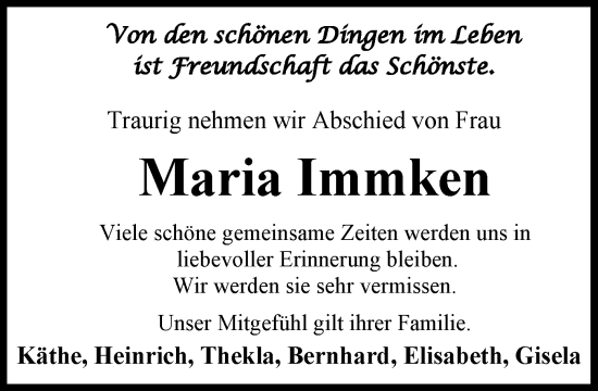 Anzeige von Maria Immken von OM-Medien