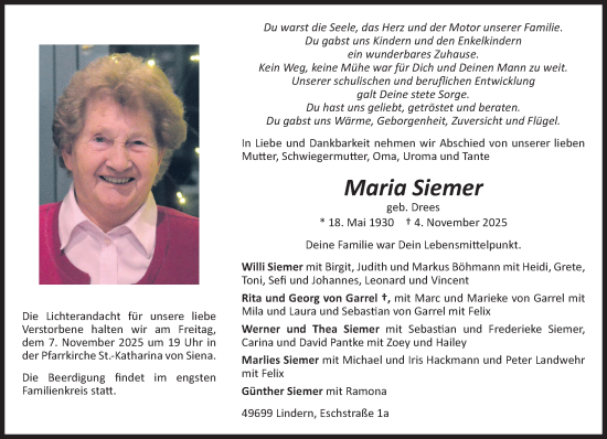 Anzeige von Maria Siemer von OM-Medien