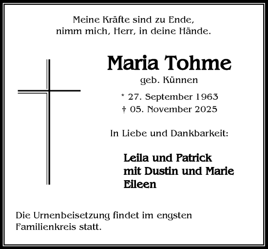 Anzeige von Maria Tohme von OM-Medien