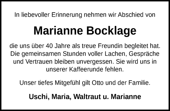 Anzeige von Marianne Bocklage von OM-Medien