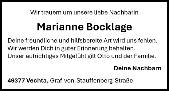 Anzeige von Marianne Bocklage von OM-Medien