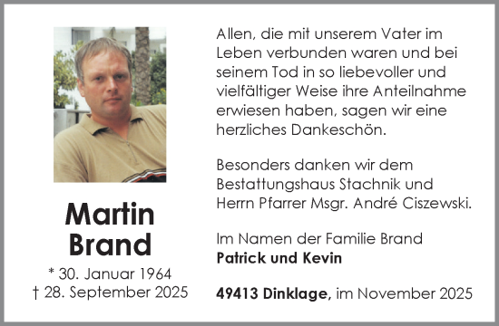 Anzeige von Martin Brand von OM-Medien