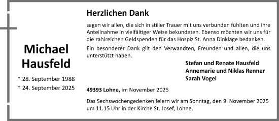 Anzeige von Michael Hausfeld von OM-Medien