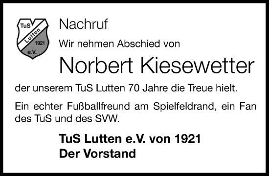 Anzeige von Norbert Kiesewetter von OM-Medien