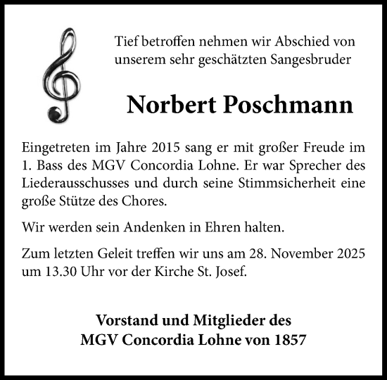 Anzeige von Norbert Poschmann von OM-Medien