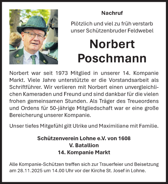 Anzeige von Norbert Poschmann von OM-Medien