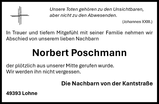 Anzeige von Norbert Poschmann von OM-Medien