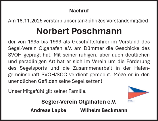Anzeige von Norbert Poschmann von OM-Medien