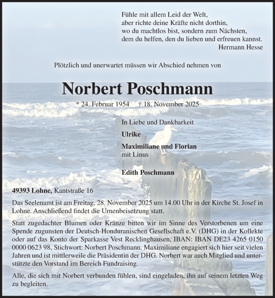 Anzeige von Norbert Poschmann von OM-Medien