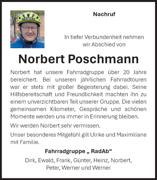 Anzeige von Norbert Poschmann von OM-Medien