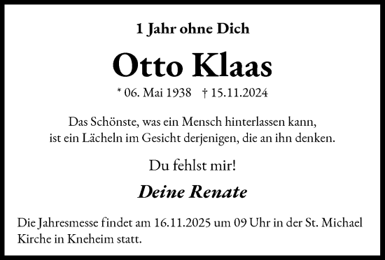 Anzeige von Otto Klaas von OM-Medien