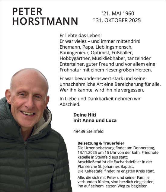 Anzeige von Peter Horstmann von OM-Medien