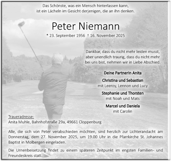 Anzeige von Peter Niemann von OM-Medien