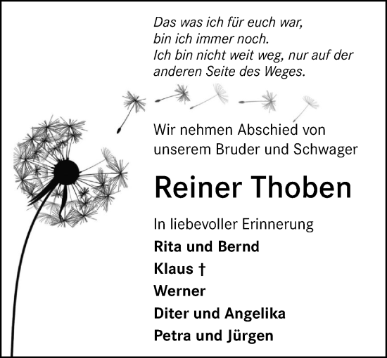 Anzeige von Reiner Thoben von OM-Medien